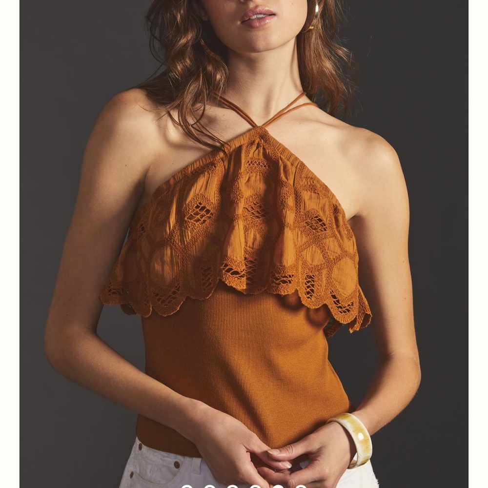 Anthropologie ruffled halter tank